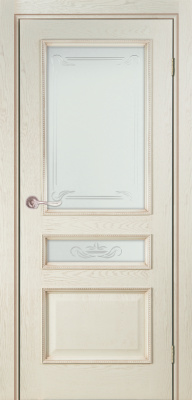 Межкомнатная дверь Трио-2 Эмаль ваниль стекло