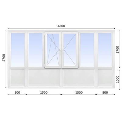 Французский балкон 2700x4600 Citylux 70 мм 2-камерный стеклопакет