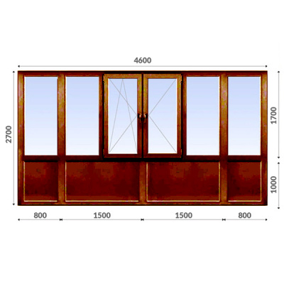 Французский балкон 2700x4600 Rehau 60 мм 2-камерный стеклопакет ламинированное